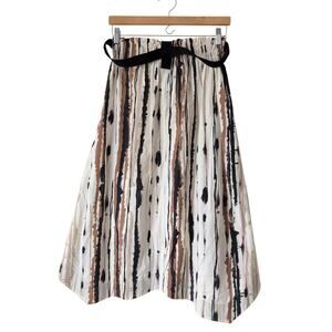 OZAI N KU Art to Wear Asymmetrical Midi Skirt Cream Size Medium Lagenlook Artsy